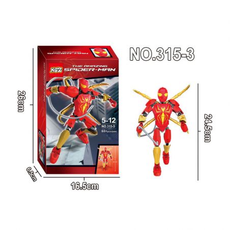 XSZ KSZ 315-3 non  NGƯỜI NHỆN SIÊU ĐẲNG bộ đồ chơi xếp lắp ráp ghép mô hình Marvel Super Heroes THE AMAZING SPIDER-MAN Siêu Anh Hùng Marvel 60 khối