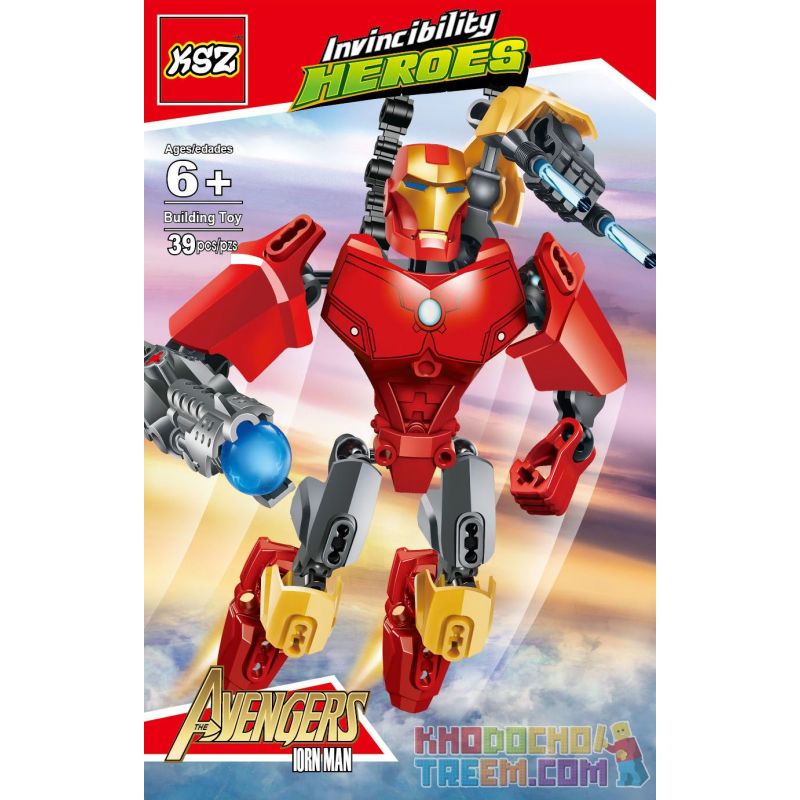 XSZ KSZ 507 non  NGƯỜI SẮT bộ đồ chơi xếp lắp ráp ghép mô hình Marvel Super Heroes INVINCIBILITY HEROES Siêu Anh Hùng Marvel 39 khối
