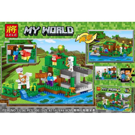LELE 33236 non  QUẢNG TRƯỜNG bộ đồ chơi xếp lắp ráp ghép mô hình Minecraft MY WORLD Game Xây Dựng 300 khối