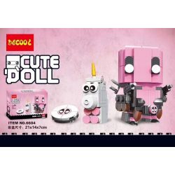 JISI 6604 non  PINK DEADPOOL GWENZA bộ đồ chơi xếp lắp ráp ghép mô hình Brickheadz CUTEDOLL GWENPOOL Nhân Vật Đầu To 181 khối