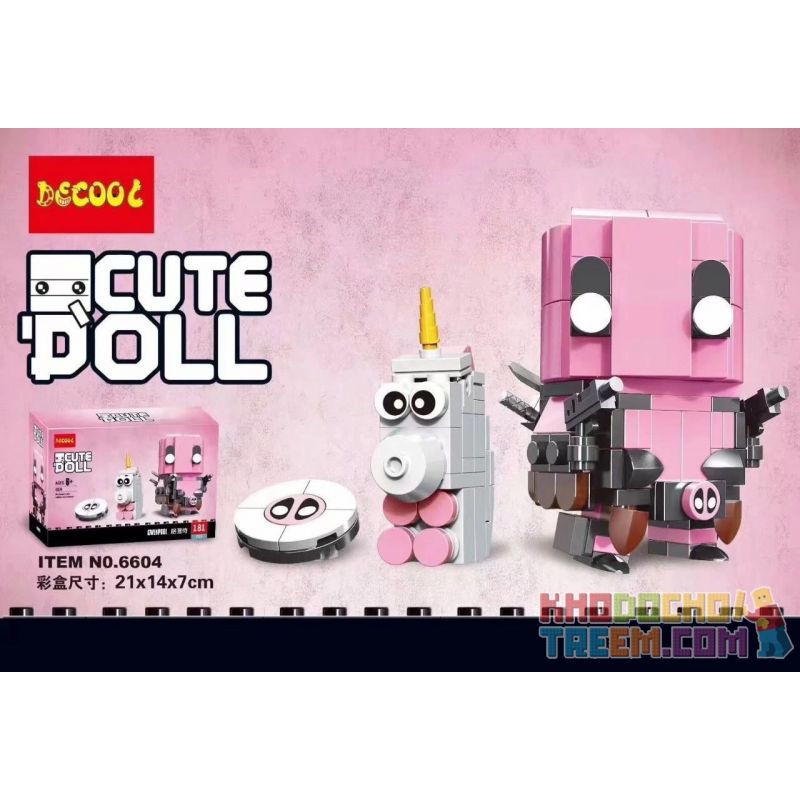 JISI 6604 non  PINK DEADPOOL GWENZA bộ đồ chơi xếp lắp ráp ghép mô hình Brickheadz CUTEDOLL GWENPOOL Nhân Vật Đầu To 181 khối