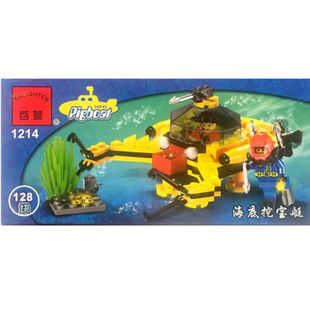 Enlighten 1214 Qman 1214 non  MÁY ĐÀO KHO BÁU DƯỚI BIỂN bộ đồ chơi xếp lắp ráp ghép mô hình City SUPERPIGBOAT Thành Phố 128 khối