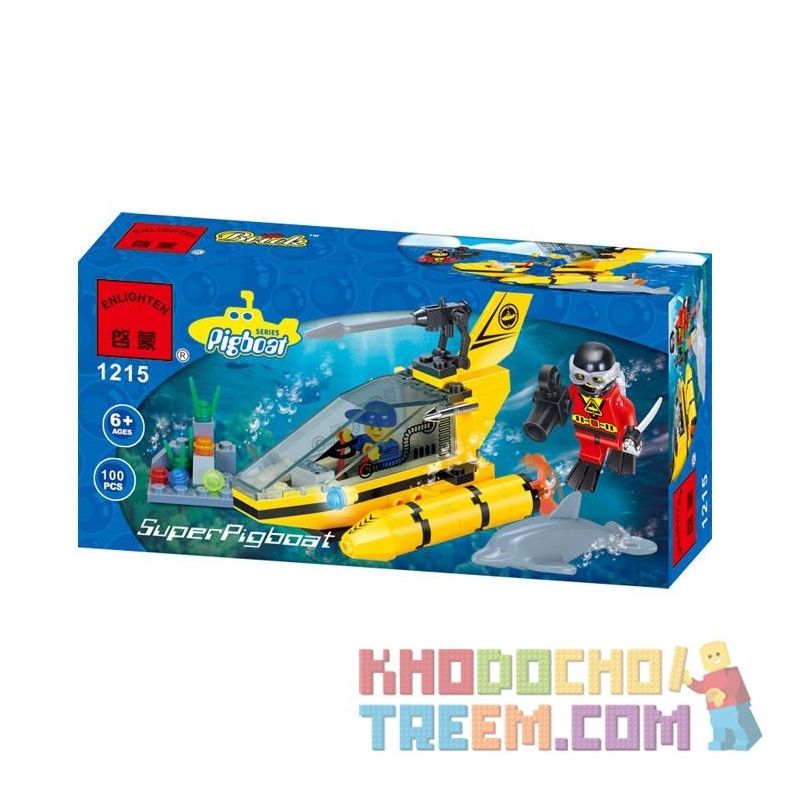 Enlighten 1215 Qman 1215 non  THUYỀN NGẮM CÁ HEO bộ đồ chơi xếp lắp ráp ghép mô hình City SUPERPIGBOAT Thành Phố 100 khối