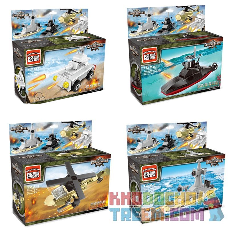 Enlighten 1221 1222 1223 1224 Qman 1221 1222 1223 1224 non  QUÂN ĐỘI MINI 4 LOẠI STORM TANK BLACK PEARL SUBMARINE GUNSHIP AEGIS CRUISER bộ đồ chơi xếp lắp ráp ghép mô hình Mini Modular COMBATZONES Đường Phố Thu Nhỏ 168 khối