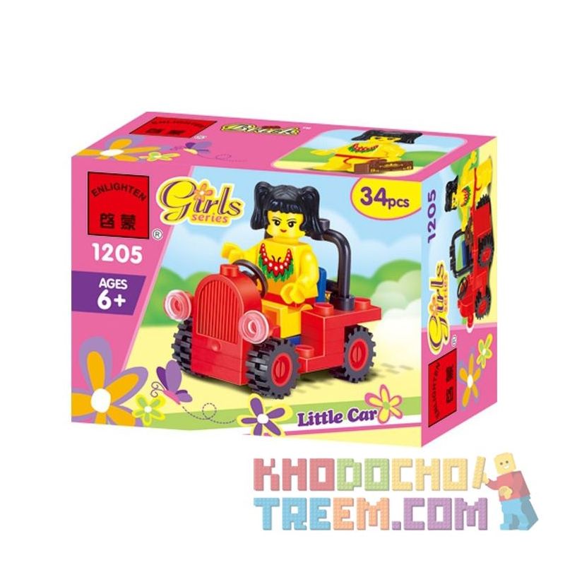 Enlighten 1205 Qman 1205 non  TOA XE GA NHỎ bộ đồ chơi xếp lắp ráp ghép mô hình  GIRLS LITTLE CAR Các Bạn Gái 34 khối