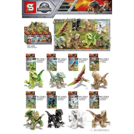 SY 1500 1238 non  8 CON KHỦNG LONG bộ đồ chơi xếp lắp ráp ghép mô hình Jurassic World DINOSAUR WORLD Thế Giới Khủng Long 83 khối
