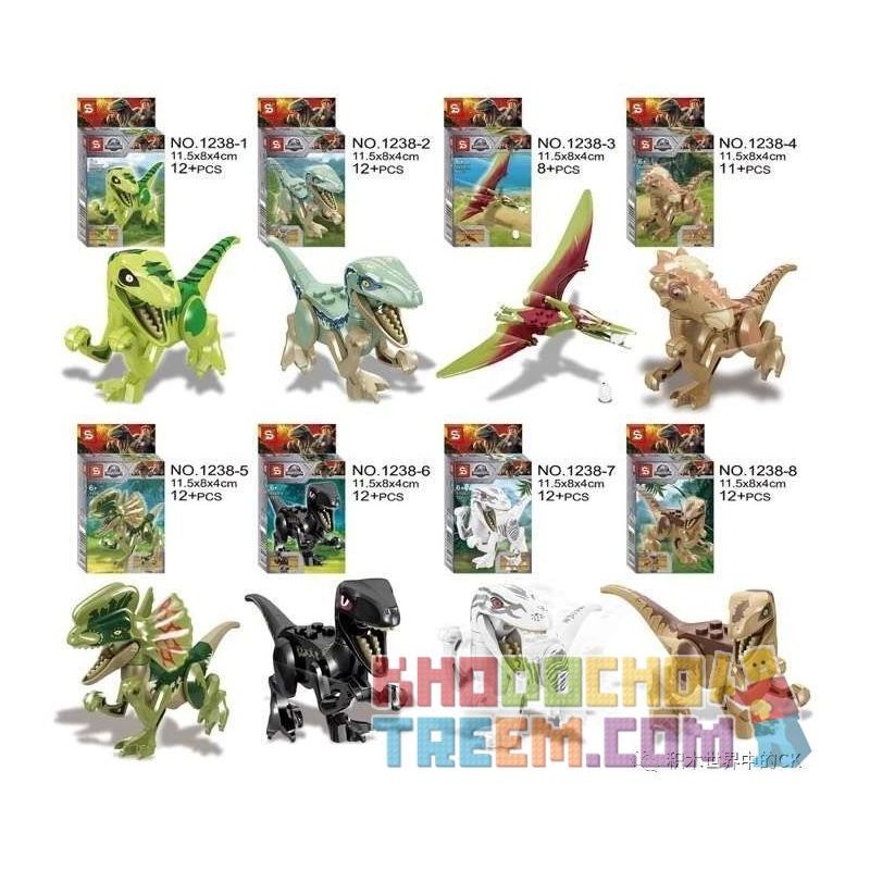 SY 1500 1238 non  8 CON KHỦNG LONG bộ đồ chơi xếp lắp ráp ghép mô hình Jurassic World DINOSAUR WORLD Thế Giới Khủng Long 83 khối