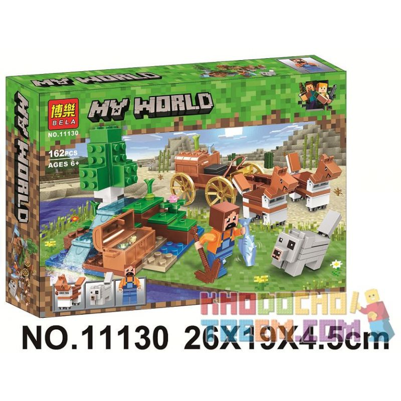 Bela 11130 Lari 11130 non  CẢNH bộ đồ chơi xếp lắp ráp ghép mô hình Minecraft MY WORLD Game Xây Dựng 162 khối