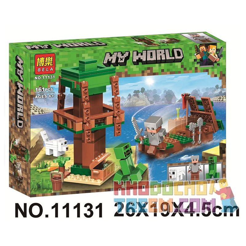 Bela 11131 Lari 11131 non  CẢNH bộ đồ chơi xếp lắp ráp ghép mô hình Minecraft MY WORLD Game Xây Dựng 161 khối