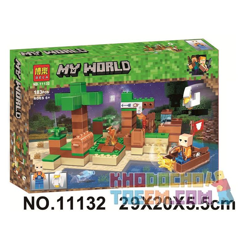 Bela 11132 Lari 11132 non  CẢNH bộ đồ chơi xếp lắp ráp ghép mô hình Minecraft MY WORLD Game Xây Dựng 183 khối