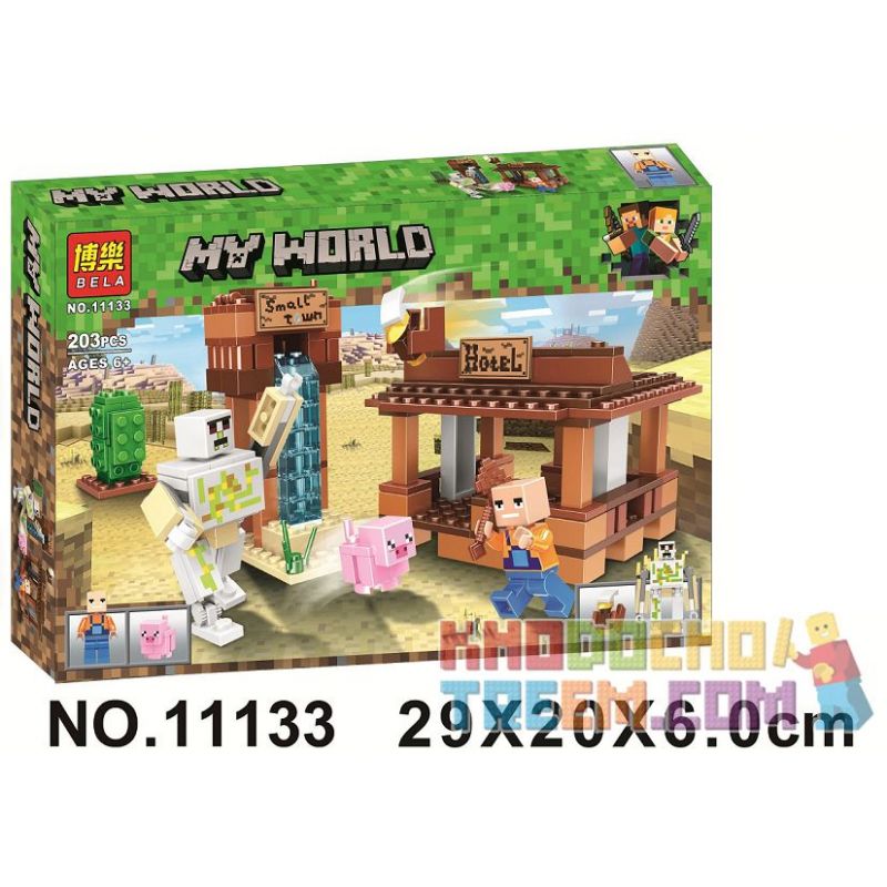 Bela 11133 Lari 11133 non  CẢNH bộ đồ chơi xếp lắp ráp ghép mô hình Minecraft MY WORLD Game Xây Dựng 203 khối