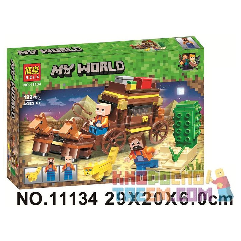 Bela 11134 Lari 11134 non  CẢNH bộ đồ chơi xếp lắp ráp ghép mô hình Minecraft MY WORLD Game Xây Dựng 199 khối