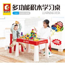 SEMBO 1666 non  BÀN HỌC ĐA NĂNG bộ đồ chơi xếp lắp ráp ghép mô hình Gear LEARNING DESK Đồ Lắp Ghép