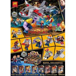 LELE 34074 non  MÁY BAY CHIẾN ĐẤU CAPTAIN MARVEL 8IN1 TỔ HỢP bộ đồ chơi xếp lắp ráp ghép mô hình Super Heroes CAPTAIN MAGICAL Siêu Nhân Anh Hùng
