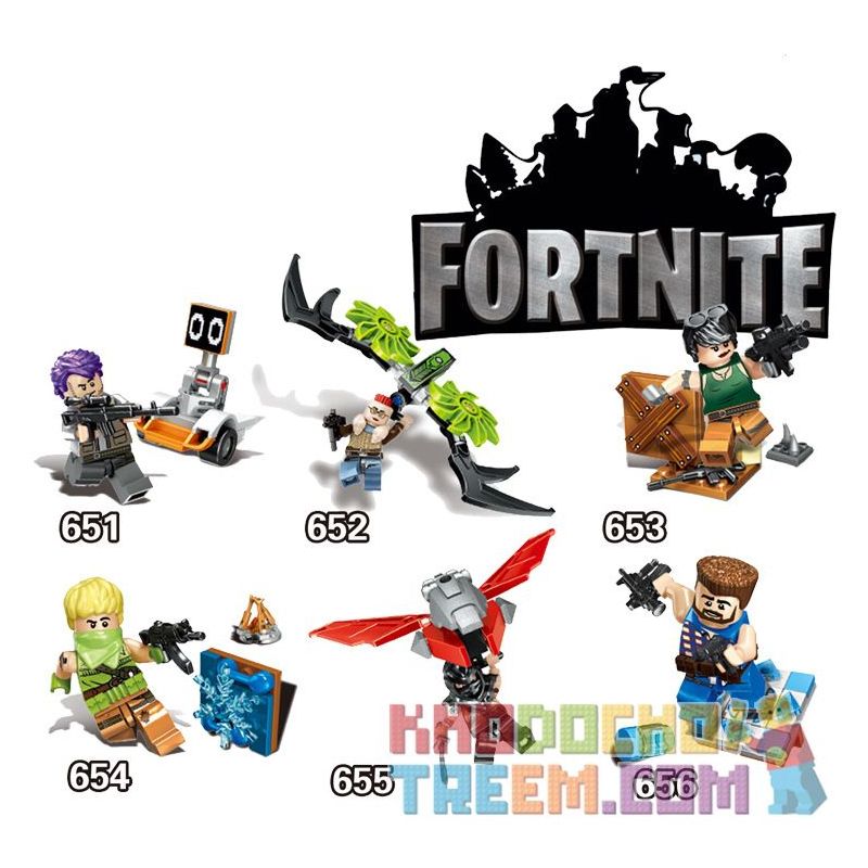 JISI 651 652 653 654 655 656 non  6 NHÂN VẬT NHỎ bộ đồ chơi xếp lắp ráp ghép mô hình Fornite FORTNITE Bắn Súng