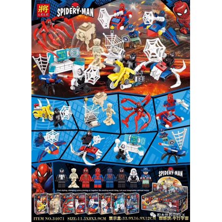 LELE 34071 non  VŨ TRỤ SONG MINIFIGURE 8 LOẠI bộ đồ chơi xếp lắp ráp ghép mô hình Super Heroes SPIDER-MAN Siêu Nhân Anh Hùng