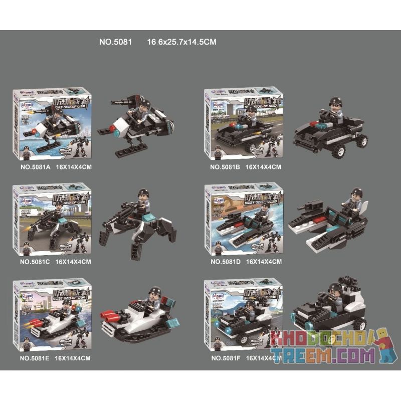 WINNER JEMLOU 5081F 5081A 5081B 5081C 5081D 5081E non  CHỐNG CHÁY NỔ ARES SIX IN ONE MECH bộ đồ chơi xếp lắp ráp ghép mô hình Swat Special Force SWAT GOD OF WAR Đặc Nhiệm