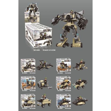 WINNER JEMLOU 5083F 5083A 5083B 5083C 5083D 5083E non  CHARGE GOD OF WAR SIX TRONG MỘT MECH bộ đồ chơi xếp lắp ráp ghép mô hình Military Army Quân Sự Bộ Đội