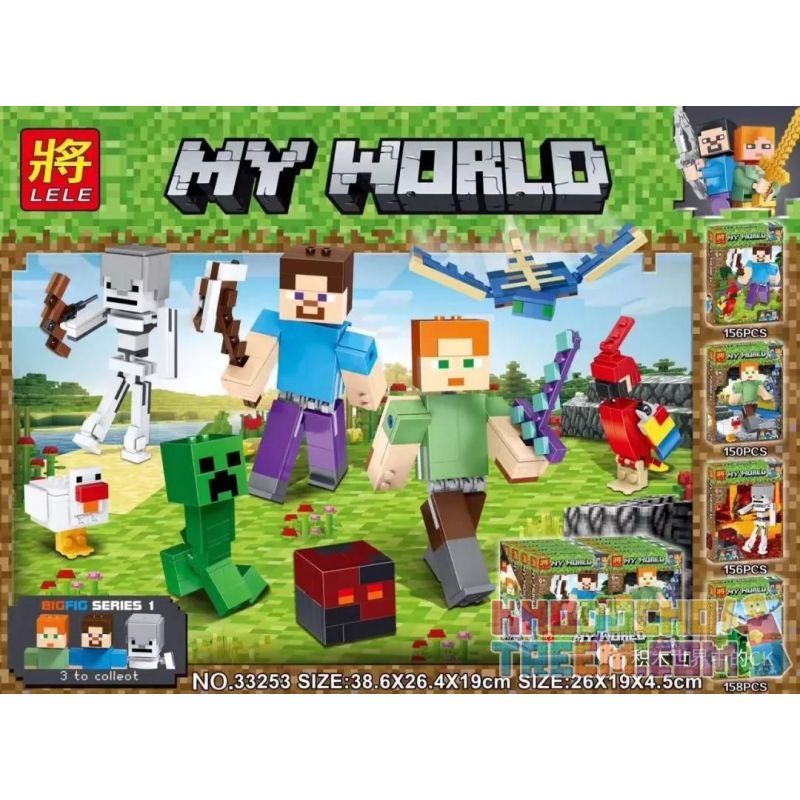 LELE 33253-4 non  CÂY LEO ĐÁNG SỢ bộ đồ chơi xếp lắp ráp ghép mô hình Minecraft CREEPER Game Xây Dựng 158 khối