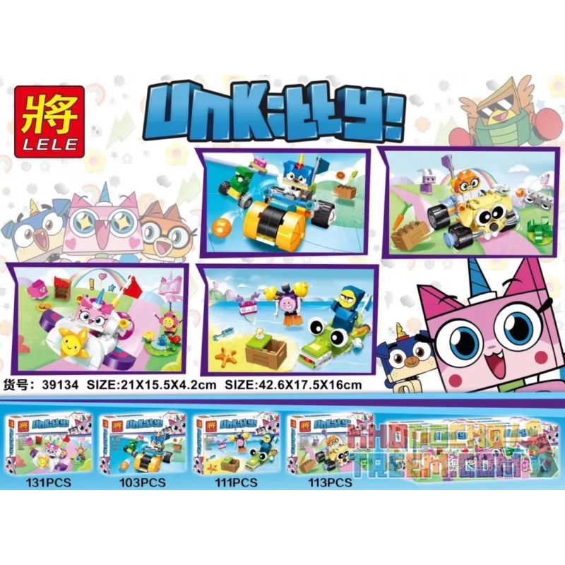 LELE 39134-3 39134-4 non  MÈO KỲ LÂN bộ đồ chơi xếp lắp ráp ghép mô hình UNIKITTY 111 khối