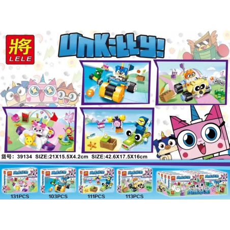 LELE 39134-3 39134-4 non  MÈO KỲ LÂN bộ đồ chơi xếp lắp ráp ghép mô hình UNIKITTY 111 khối