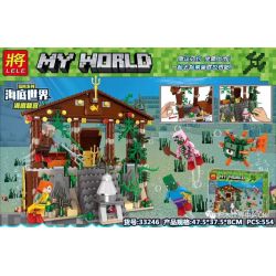 LELE 333246 non  MINECRAFT ADVENTURE SERIES UNDERWATER WORLD CUNG ĐIỆN RỒNG DƯỚI NƯỚC bộ đồ chơi xếp lắp ráp ghép mô hình MY WORLD Game Xây Dựng 554 khối