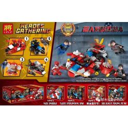 LELE 34061 non  SIÊU NHÂN VS ĐEN 4 bộ đồ chơi xếp lắp ráp ghép mô hình Super Heroes HEROES GATHERING Siêu Nhân Anh Hùng 296 khối