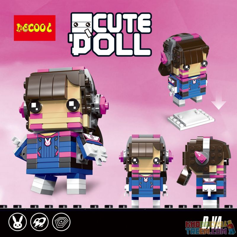 JISI 6847 non  D.VA. bộ đồ chơi xếp lắp ráp ghép mô hình Brickheadz CUTEDOLL D.VA Nhân Vật Đầu To 159 khối