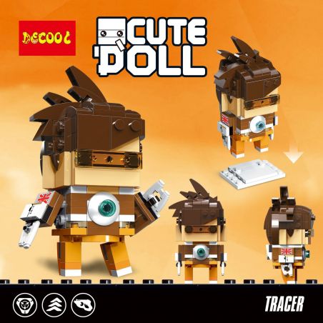 JISI 6852 non  NGƯỜI TRUY TÌM bộ đồ chơi xếp lắp ráp ghép mô hình Brickheadz CUTEDOLL TRACER Nhân Vật Đầu To 164 khối