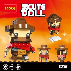 JISI 6853 non  WESTERN DENIM MCRE. bộ đồ chơi xếp lắp ráp ghép mô hình Brickheadz CUTEDOLL MCCREE Nhân Vật Đầu To 143 khối