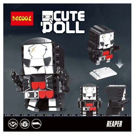 JISI 6855 non  REAPER NGHIỆT NGÃ bộ đồ chơi xếp lắp ráp ghép mô hình Brickheadz CUTEDOLL REAPER Nhân Vật Đầu To 126 khối