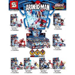 SHENG YUAN SY SY1272 1272 non  NGƯỜI NHỆN MINIFIGURE 8 bộ đồ chơi xếp lắp ráp ghép mô hình Super Heroes ARANEID-MAN Siêu Nhân Anh Hùng 287 khối