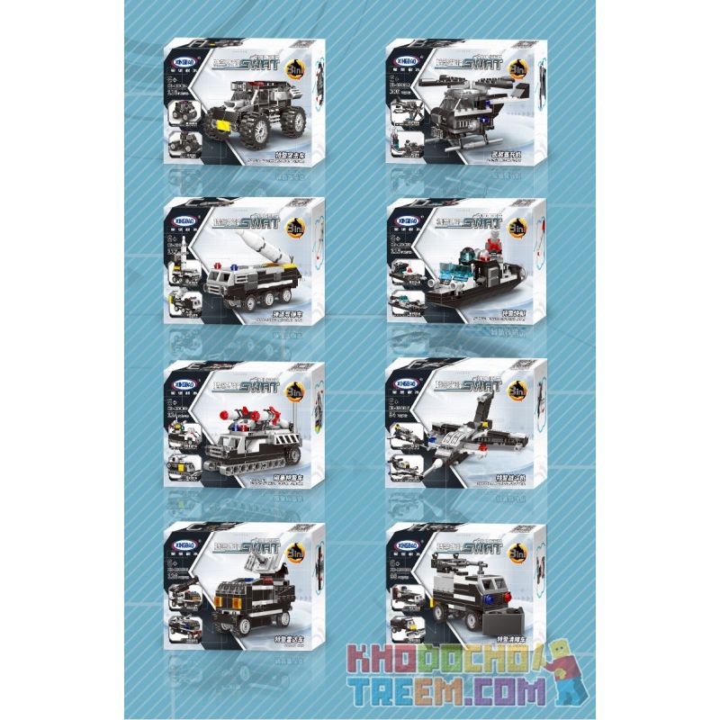 XINGBAO XB XB3003 3003 non  CẢNH SÁT ĐẶC BIỆT PIONEER 8IN1 bộ đồ chơi xếp lắp ráp ghép mô hình Military Army PIONEER SWAT Quân Sự Bộ Đội