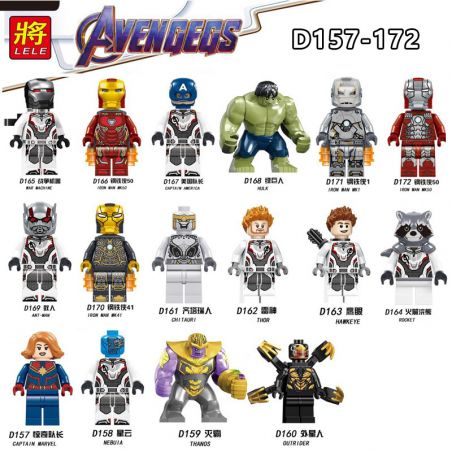 LELE 34095 non  BỘ SƯU TẬP 16 MÔ HÌNH NHÂN VẬT AVENGERS 4 bộ đồ chơi xếp lắp ráp ghép mô hình Super Heroes Siêu Nhân Anh Hùng