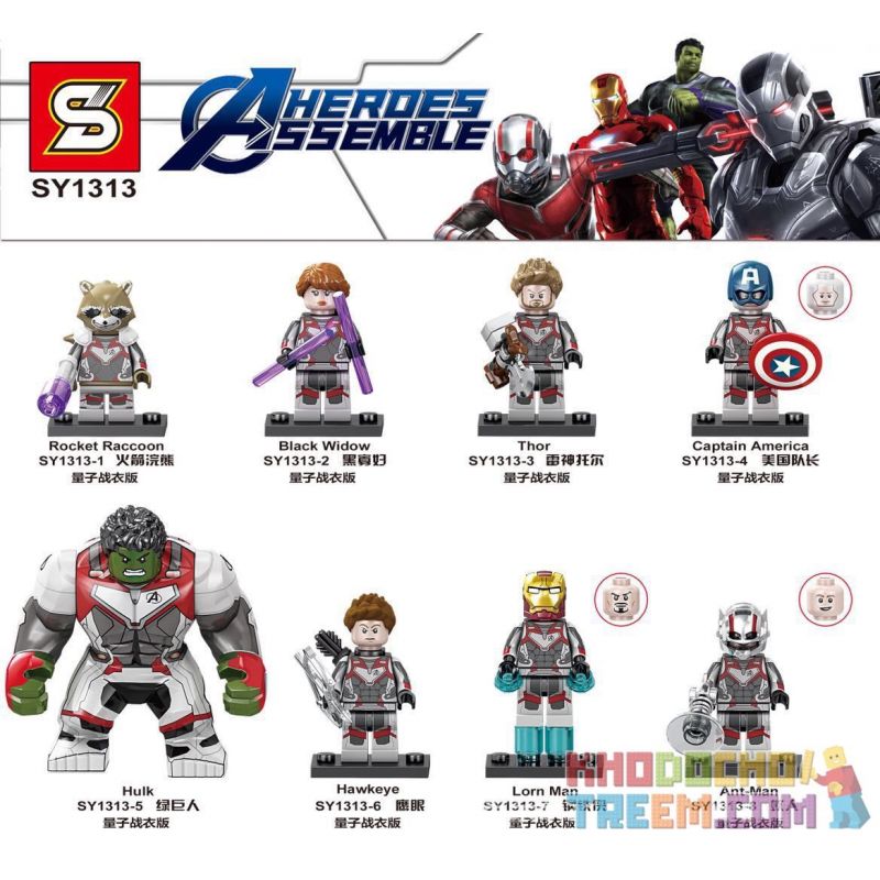 SHENG YUAN SY SY1313 1313 non  PHIÊN BẢN BỘ ĐỒ LƯỢNG TỬ MINIFIGURE 8 bộ đồ chơi xếp lắp ráp ghép mô hình Marvel Super Heroes THE AVENGERS ASSEMBLE Siêu Anh Hùng Marvel