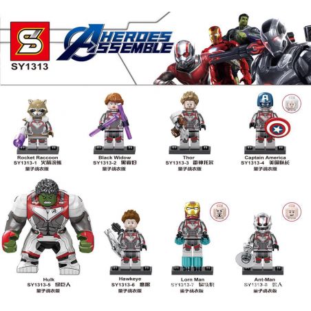 SHENG YUAN SY SY1313 1313 non  PHIÊN BẢN BỘ ĐỒ LƯỢNG TỬ MINIFIGURE 8 bộ đồ chơi xếp lắp ráp ghép mô hình Marvel Super Heroes THE AVENGERS ASSEMBLE Siêu Anh Hùng Marvel