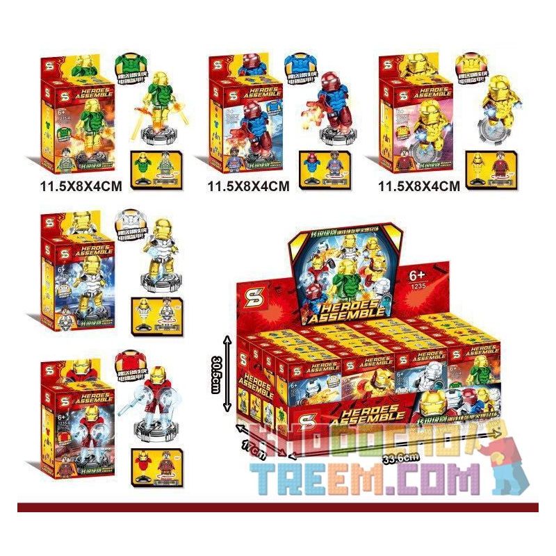 SHENG YUAN SY 1235 non  MẠ ĐIỆN IRON MAN MINIFIGURE 8 KIỂU bộ đồ chơi xếp lắp ráp ghép mô hình Super Heroes HEROES ASSMBLE Siêu Nhân Anh Hùng