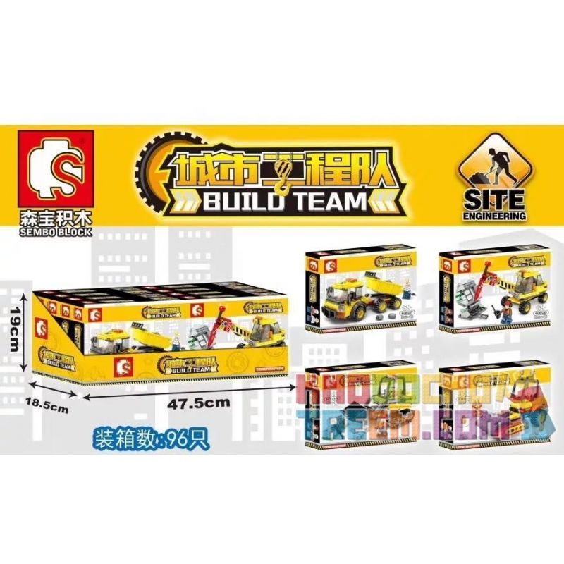 SHENG YUAN SY 606017 606018 606019 606020 non  ĐỘI KỸ THUẬT ĐÔ THỊ 4 LOẠI XE BEN GIÀN KHOAN PHÁ THỦY LỰC BỌC THÉP BÁNH XÍCH LU bộ đồ chơi xếp lắp ráp ghép mô hình City BUILD TEAM Thành Phố 576 khối