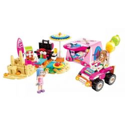 Enlighten 2018 Qman 2018 non  CẮM TRẠI TRÊN BÃI BIỂN bộ đồ chơi xếp lắp ráp ghép mô hình  CHERRY Các Bạn Gái 202 khối