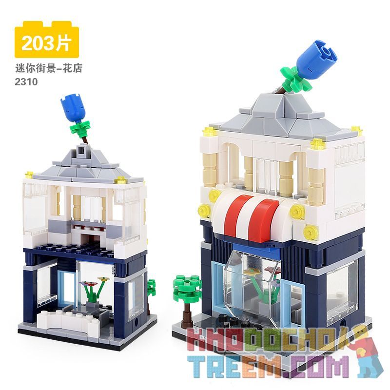 WANGE 2310 non  MINI STREET VIEW-CỬA HÀNG HOA bộ đồ chơi xếp lắp ráp ghép mô hình Mini Modular FLOWER SHOP Đường Phố Thu Nhỏ 203 khối