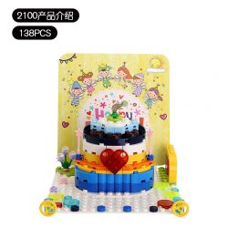 WANGE 2100 non  THIỆP SINH NHẬT bộ đồ chơi xếp lắp ráp ghép mô hình Seasonal HAPPY BIRTHDAY! Mùa Lễ Hội 138 khối
