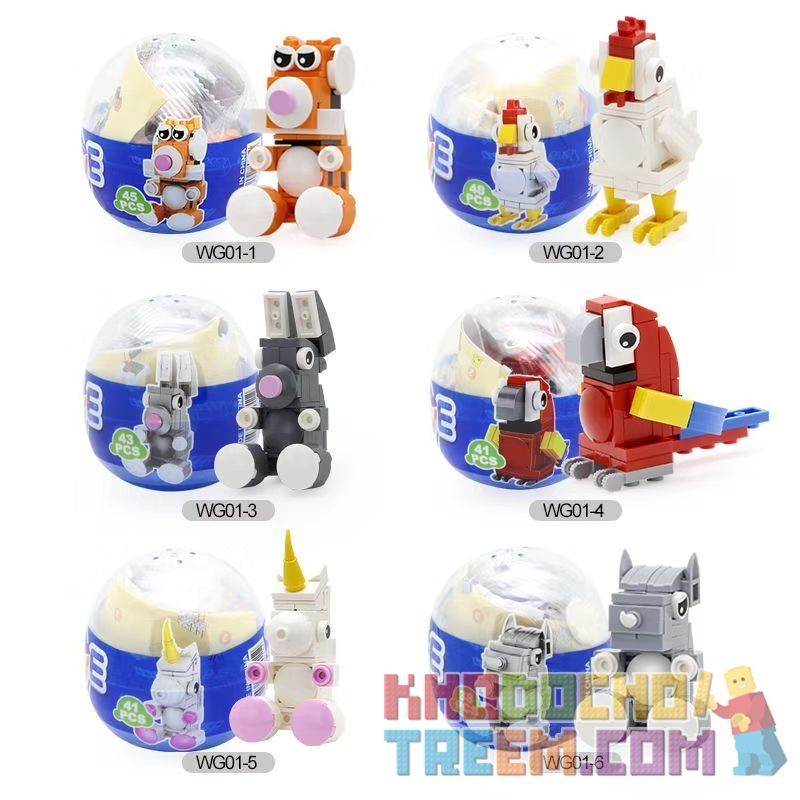 WANGE WG01 non  GACHA ĐỘNG VẬT 12 TRONG bộ đồ chơi xếp lắp ráp ghép mô hình Animals CAPSULE MINI ANIMAL BUILDING BLOCK 12IN1