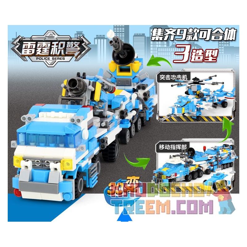 CAYI 1530F 1530G 1530H 1530I 1530A 1530B 1530C 1530D 1530E non  9 TỔ HỢP CHỈ HUY DI ĐỘNG MÁY BAY TẤN CÔNG CARL VÀ SÚNG ĐIỆN TỪ bộ đồ chơi xếp lắp ráp ghép mô hình Police THUNDER POLICE Cảnh Sát 735 khối