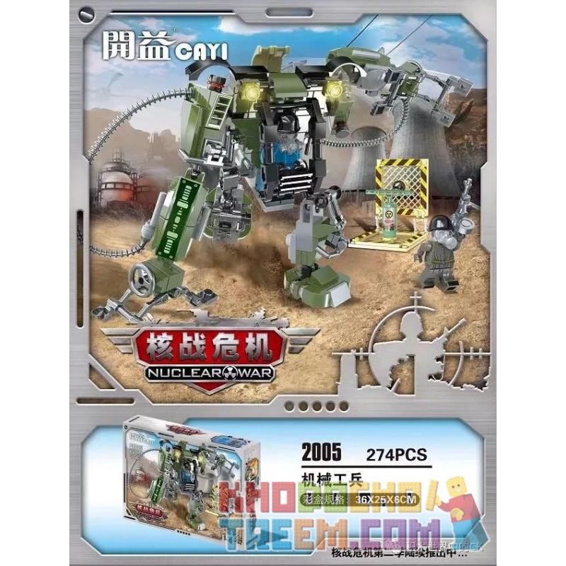 CAYI 2005 non  KỸ SƯ CƠ KHÍ bộ đồ chơi xếp lắp ráp ghép mô hình Nuclear War Chiến Tranh Hạt Nhân 274 khối
