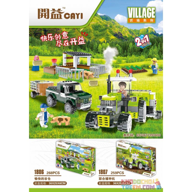 CAYI 1806 non  CHĂN NUÔI GIA SÚC bộ đồ chơi xếp lắp ráp ghép mô hình City VILLAGE Thành Phố 268 khối