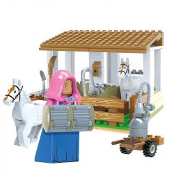 CAYI 1802 non  TRANG TRẠI NUÔI NGỰA bộ đồ chơi xếp lắp ráp ghép mô hình City VILLAGE Thành Phố 155 khối