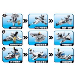 CAYI 2305 non  LOẠT TÀU SÂN BAY 9 MÔ HÌNH CỦA CHUYUN MÁY VẬN TẢI FEIYAN VÀ KHU TRỤC TITAN bộ đồ chơi xếp lắp ráp ghép mô hình Combined Deformation COMBINED DEFORMATION AIRCRAFT CARRIER Robot Kết Hợp 708 khối