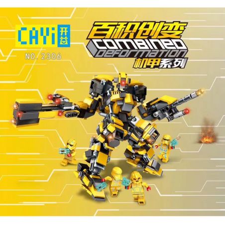 CAYI 2306 non  MECH SERIES LEIBIER RED ORANGE STORM JIANYU THOR 9 bộ đồ chơi xếp lắp ráp ghép mô hình Combined Deformation COMBINED DEFORMATION MECH Robot Kết Hợp 756 khối