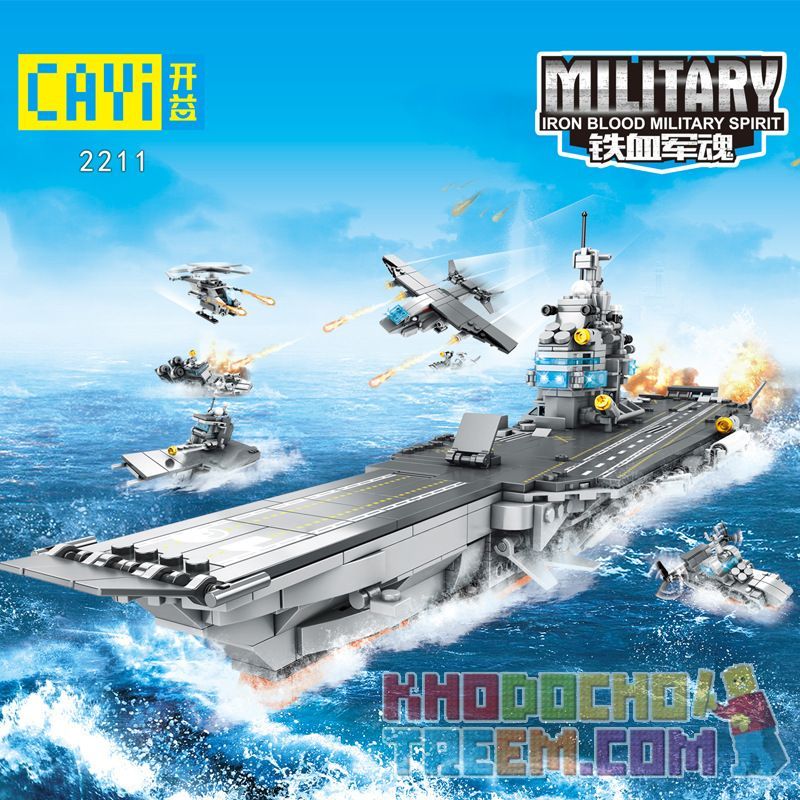 CAYI 2211 non  8 TỔ HỢP TÀU SÂN BAY CHẠY BẰNG NĂNG LƯỢNG HẠT NHÂN bộ đồ chơi xếp lắp ráp ghép mô hình Iron Blood Military Spirit 953 khối