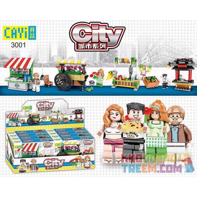 CAYI 3001A 3001B 3001C 3001D non  4 LOẠI GIAN HÀNG BÁO PHAO NỔI NƯỚC ĐÁ CỬA BÁNH QUY bộ đồ chơi xếp lắp ráp ghép mô hình City Thành Phố 348 khối